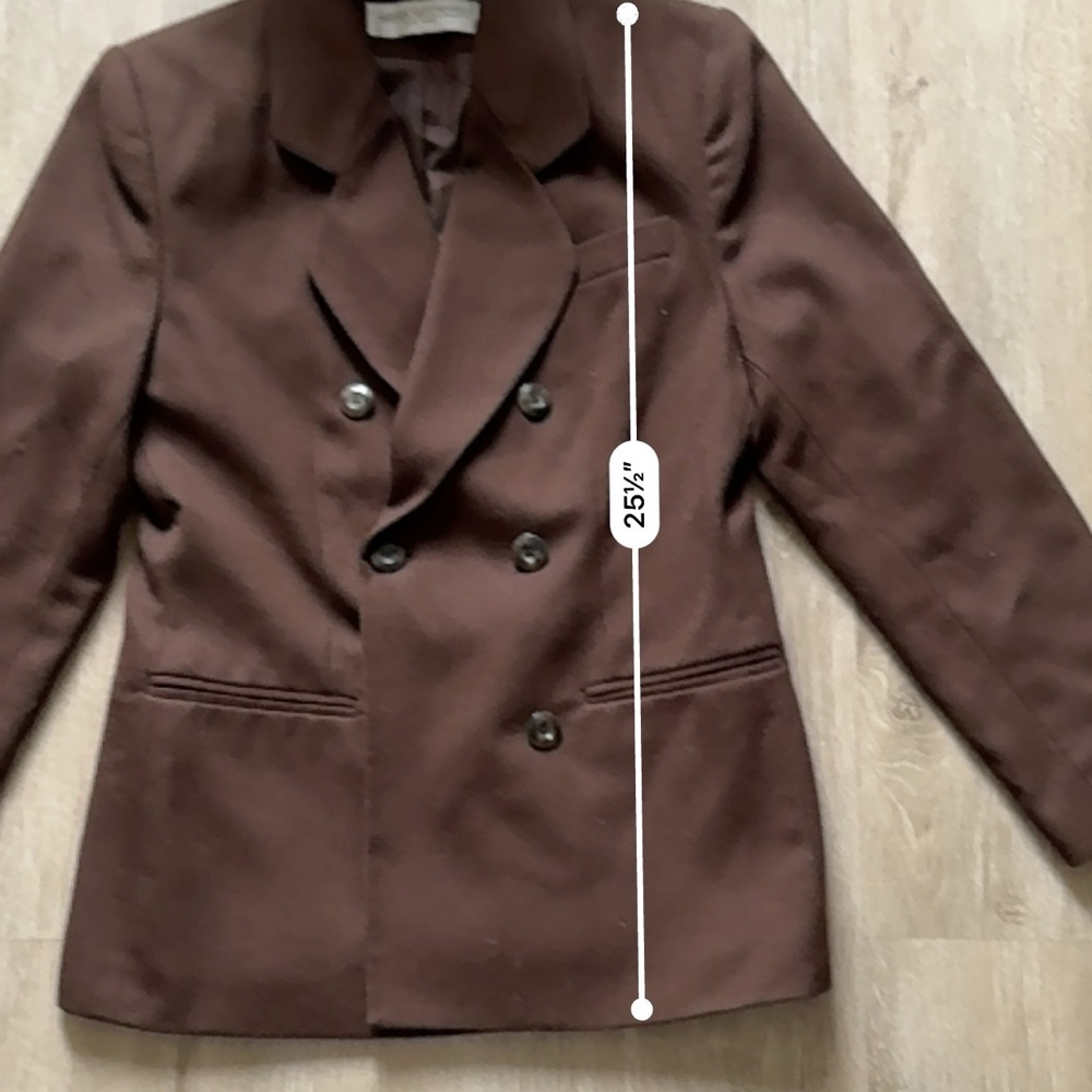 Vintage Women’s 100% Wool Chocolate Brown Double Breasted Blazer - Picture 4 of 10